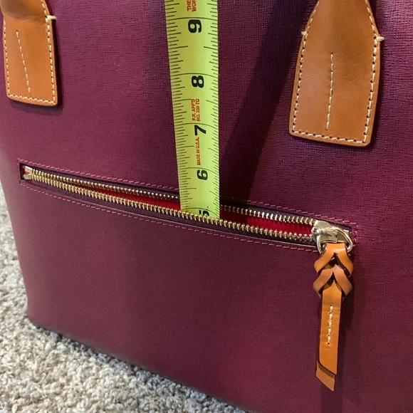 Dooney and Bourke Small Russel Tote in Cranberry Saffiano Leather - Picture 7 of 14